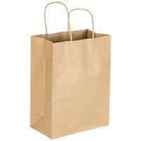 Paper Bags with Handles - Brown Carrier Bags for Food, Gift Bags with 100% Recycled Kraft Paper for Birthday Parties | 8”x4.25“x10.5” (10 Pack) |