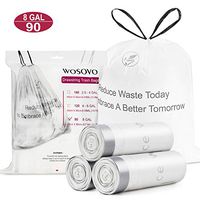 WOSOVO 8 Gallon Trash Bags Tall Ultra Strong Garbage Bags Drawstring Unscented Wastebasket Bin Liners 90 Count for Home Kitchen Office Bedroom Living Room and More