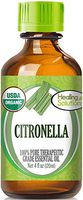 Organic Citronella Essential Oil (100% Pure - USDA Certified Organic) Best Therapeutic Grade Essential Oil - 120ml