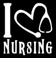 Home Grown Claremore I Love Nursing - Vinyl Decal Sticker - 5.2" Width X 5.5" Height | White HGC1050