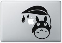SoCool - Totoro Holding Leaf - Vinyl 6" tall (Color: BLACK) decal laptop tablet skateboard car windows stickers