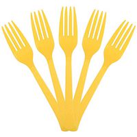 JAM PAPER Premium Utensils Party Pack - Plastic Forks - Yellow - 48 Disposable Forks/Pack