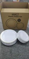 350 Piece Plastic Party Plates White Gold Rim, Premium Disposable Heavy Duty Plates for Wedding, Include 175PCS 10.25 Inch Dinner Plates and 175PCS 7.5 Inch Dessert Appetizer Plates