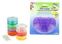 Multi-Day VitaCarry 8 Compartment Pill Box-Holds Up To 60 Pills-Purple with GMS 7 Day Stackable Organizing Rainbow Pill Reminder includes Extra Lid - Large