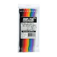 Rip-Tie Lite 1/2x8" Light-Duty Strap, 10/Pack, Rainbow