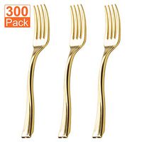 300pcs 4 Inches Gold Disposable Plastic Forks, Heavy Duty Dessert Cutlery, Plastic Silverware Perfect for Catering Events, Parties, Dinners, Weddings, Receptions and Everyday Use