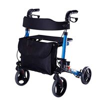 TYJ-USA Elderly Walker Elderly with Handbrake Collapsible Walker Walker Four Wheels Shopping Cart Wheelchair Thicken Safety and Stability (Color : Blue, Size : 7566cm)