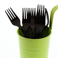 AmerCare Black Medium-Heavy Weight Polypropylene Forks, Case of 1000