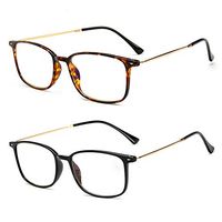 Reading Glasses Blue Light Blocking 2 Pairs Metal Readers Computer Glasses UV Protection Anti Reflection Anti Glare for Men and Women, 2.0
