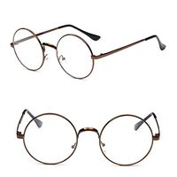 Chezi Classic Metal Wire Frame Round Eyeglasses Small Size (brass, transparent)