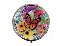 Metal Pill case for 7 Days with Mirror in Butterfly & Floral Design