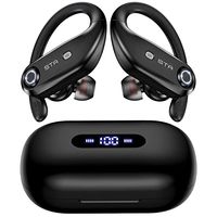 Bluetooth Headphones 4-Mics Clear Call 100Hrs Playtime with 2200mAh Wireless Charging Case Stador Wireless Earbuds Sweatproof Waterproof Over Ear Earphones for Sports Running Workout Gaming Black