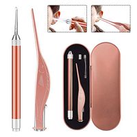 Ear Wax Removal Tool with Light, Ear Cleaner Kit for Humans with Earwax Spoon and Ear Tweezers for Men Women Kids(Rose Gold)