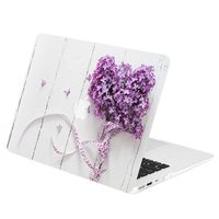 TOP CASE - Floral Pattern Rubberized Hard Case Compatible MacBook Air 11" Model: A1370 / A1465 - Purple Bouquet on White Base