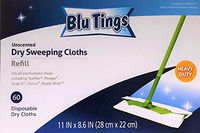 Blu Tings Heavy Duty Dry Sweeping Cloths Refill, Fits Swiffer And Most Brands' Mops, Unscented, 1 Pack of 60