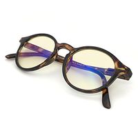 J+S Vision Blue Light Shield Computer Reading/Gaming Glasses - 0.0 Magnification - Anti Blue Light 100% UV Protection - Low Color Distortion Lens, Round Glossy Tortoise Frame