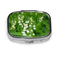 Lily Valley Flowers Leaf Bell May Spring Garden Personal Pill Box Pill Case Fashion Tablet Holder Wallet Organizer Case for Pocket Or Purse