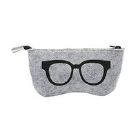 Glasses Case gLoaSublim,Wool Felt Women Glasses Eyewear Zipper Bag Storage Case Sunglasses Box Portable - Black