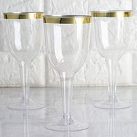 BalsaCircle 36 pcs 6 oz Clear with Gold Rim Plastic Champagne Flutes Glasses - Disposable Wedding Party Catering Tableware