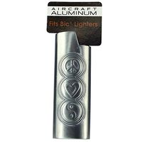 Embossed Lighter Case for BIC Lighters, Aircraft Aluminum, Lightweight & Durable - Peace & Love