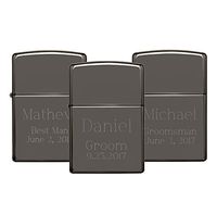 Personalized Zippo Set of 3 Black Ice Lighters with Free Engraving