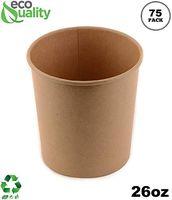 26 oz Disposable Kraft Paper Soup Containers [75 PACK] - Pint Ice Cream Containers, Frozen Yogurt Cups, Restaurant, Microwavable, Take out, Food Storage, Recyclable