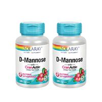 Solaray D-Mannose with CranActin Cranberry Extract 1000mg | for Normal, Healthy Urinary Tract Support | with Vitamin C | Non-GMO & Vegan | 120 Count | 2 pk