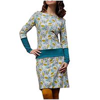 LATINDAY Women's Bodycon Dress Patchwork Midi Work Casual Floral Prints Pencil Dresses Blue