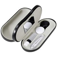 SUPVOX Contact Lens Cases with Mirror 2 in 1 Glasses Case Portable Outdoor Travel Organizer(Black)