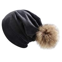 Theoylos Women Winter Beanie Hat Velvet Warm Skull Cap Ladies Casual Pompom Ski Cap Comfort Ear Warm Hat Gray