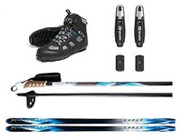 Whitewoods New Adult NNN Nordic Cross Country Ski Package Skis Binding Boots Poles 207cm, 180lbs.+ (38)
