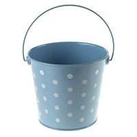 Polka Dot Metal Pail Buckets Party Favor, 5-inch (Light Blue)