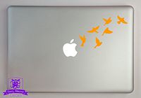 Overly Attached Decals Small Flock of Birds in Flight Vinyl Decal Sized to Fit A 11" Laptop - Orange