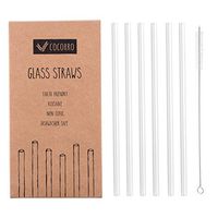 Reusable Glass Straws Clear Straight 8.7 Inches x 8 mm with Cleaning Brush