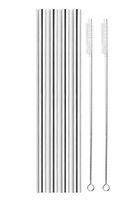 Extra Wide Reusable Stainless Steel Straws, 4 pack  2 Bonus Cleaning Brushes Included, Designed for use with Boba Bubble Tea/thick milkshakes/Smoothies, 9.5” Length, Food Grade Steel