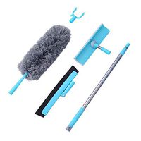 4PCS Microfiber Duster Floor Squeegee Window Squeegee Clothes Fork Mop for Cleaning with Telescoping Extension for Cleaning High Ceiling Fan, Interior Roof, Cobweb, Furniture,Gap Dust