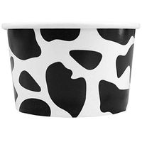 [50 Count] Black Cowabunga Paper Ice Cream Cups - 4 oz Cow Print Dessert Bowls - Comes In Many Colors & Sizes! Frozen Dessert Supplies