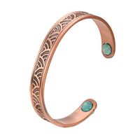 COFITNESS Elegant Solid Pure Copper Bangle with Amazonite Natural Stone for Men or Women (Green Natural Stone)