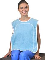 Waterproof Washable Blue Adult Terry Cloth Bib with Vinyl Backing & Hook and Loop Closure - Meal Time Clothing Protector (3)