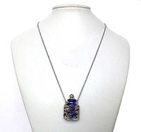 Venzia Artglass Venetian Bottle Aroma Diffuser Necklace in Nice Gift Box (Blue)