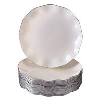 DISPOSABLE DESSERT PLATES | 20 pc | Heavy Duty Plastic Dishes | Elegant Fine China Look | Veil - Ivory (6”)