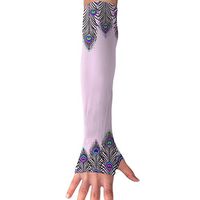 YanHill Cooling Arm Sports Arm Sleeves Feather Pattern UV Sun Protection Arm Sleeves with Thumb Holes for Basketball, Football, Baseball, Cycling, Volleyball, Or Other Activities