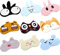 9 Pack Cute Animal Funny Sleep Mask for Girls Soft Plush Blindfold Cute Fox Rabbit Emoji Eyeshade Eye Cover Sleep Masks for Kids Teens Women Plane Travel Nap Night Sleeping