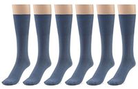 Silky Toes 3 or 6 Pk Men's Diabetic Non-Binding Cotton Dress Socks, Multi Colors Also Available in Plus Sizes… (13-15, Dusk Blue - 6 Pairs)