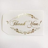 Thank You Tags, 50 Pack, Gold Foil Printing, Off White Paper, Gift Tags, Wedding Party Favors (Thank You! 2 Gold)