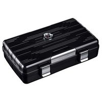 OLT- cigar box Cigar Humidor Carrying Case Travel Seal Waterproof Moisturizing 10 Large Capacity Cuban Cigar Box (Color : Black)