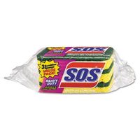 SOS 91029CT Heavy-Duty Scrubber Sponge, 2 1/2 x 4 1/2.9" Thick, 24/Carton