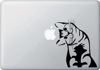 Yadda-Yadda Design Co. Cat - Whatcha Doin? - I Can Haz? - MacBook or Laptop Decal - (Mirrored - Left) (5.5" w x 6" h) (Color Variations Available) (Black)