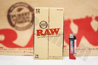 Bundle - 2 Items - Full Box Of AUTHENTIC Raw Rolling Paper 12 Rolling Machines 79 mm And Patriot Lighter