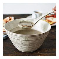 Home big wrist Retro Japanese-Style Creative Large Capacity Ceramic Tableware Fruit Salad Large Soup Bowl, Diameter 9 Inches Decorative hotel retro soup bowl